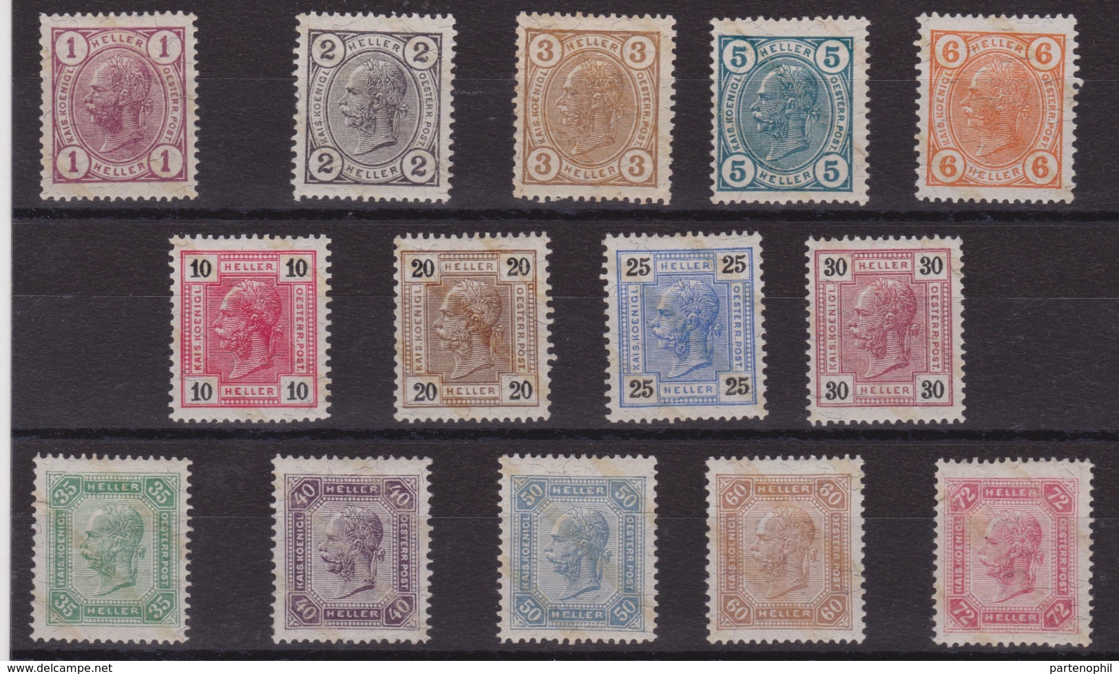 Austria 486 * 1904 - F. Giuseppe, La Serie Con Linee Brillanti Diagonali N. 81/94. Cat. € 460,00. SPL - Unused Stamps