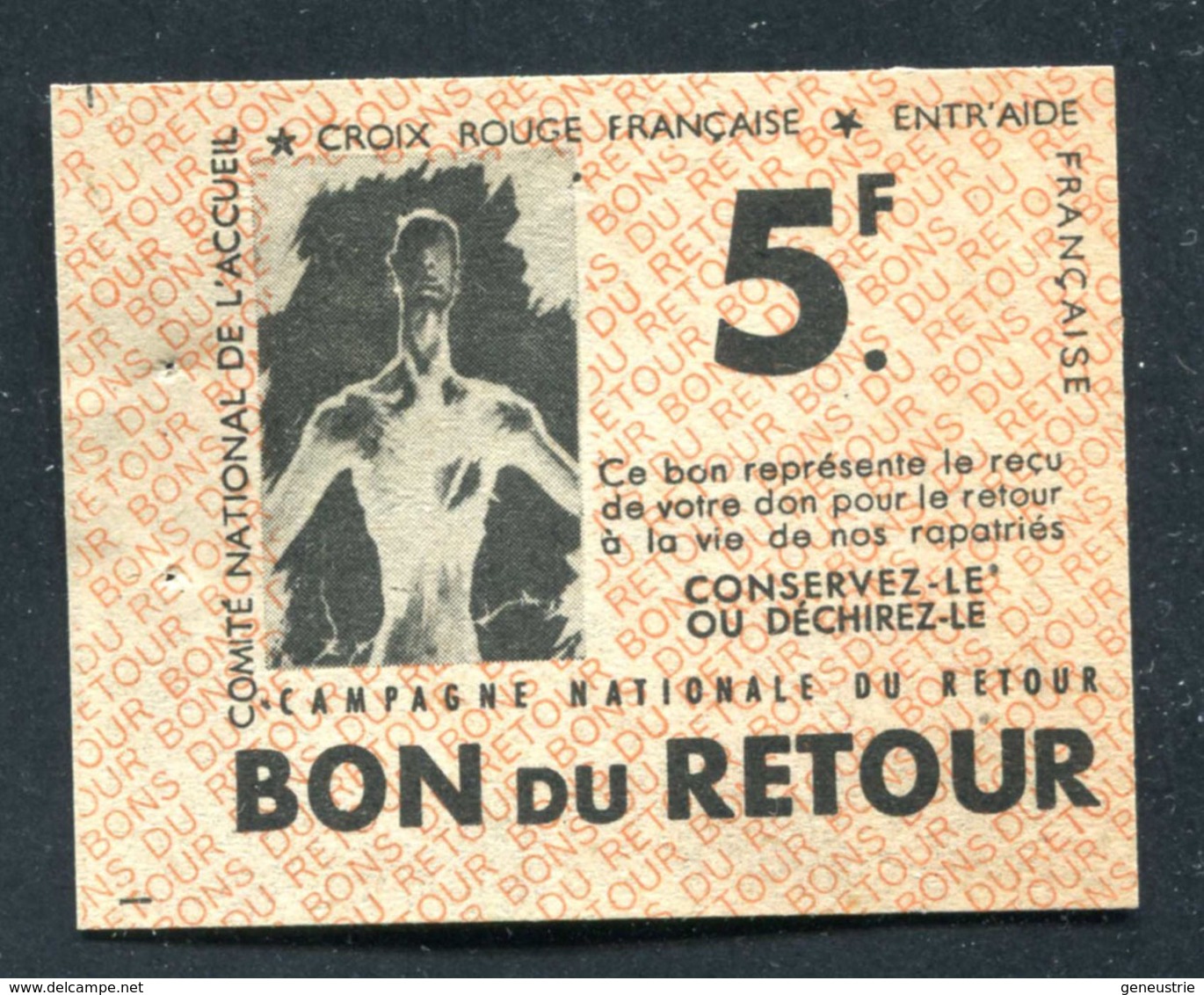 WW2 Billet De Nécessité "Bon Du Retour De 5F / Croix Rouge Française" WW2 - Bons & Nécessité