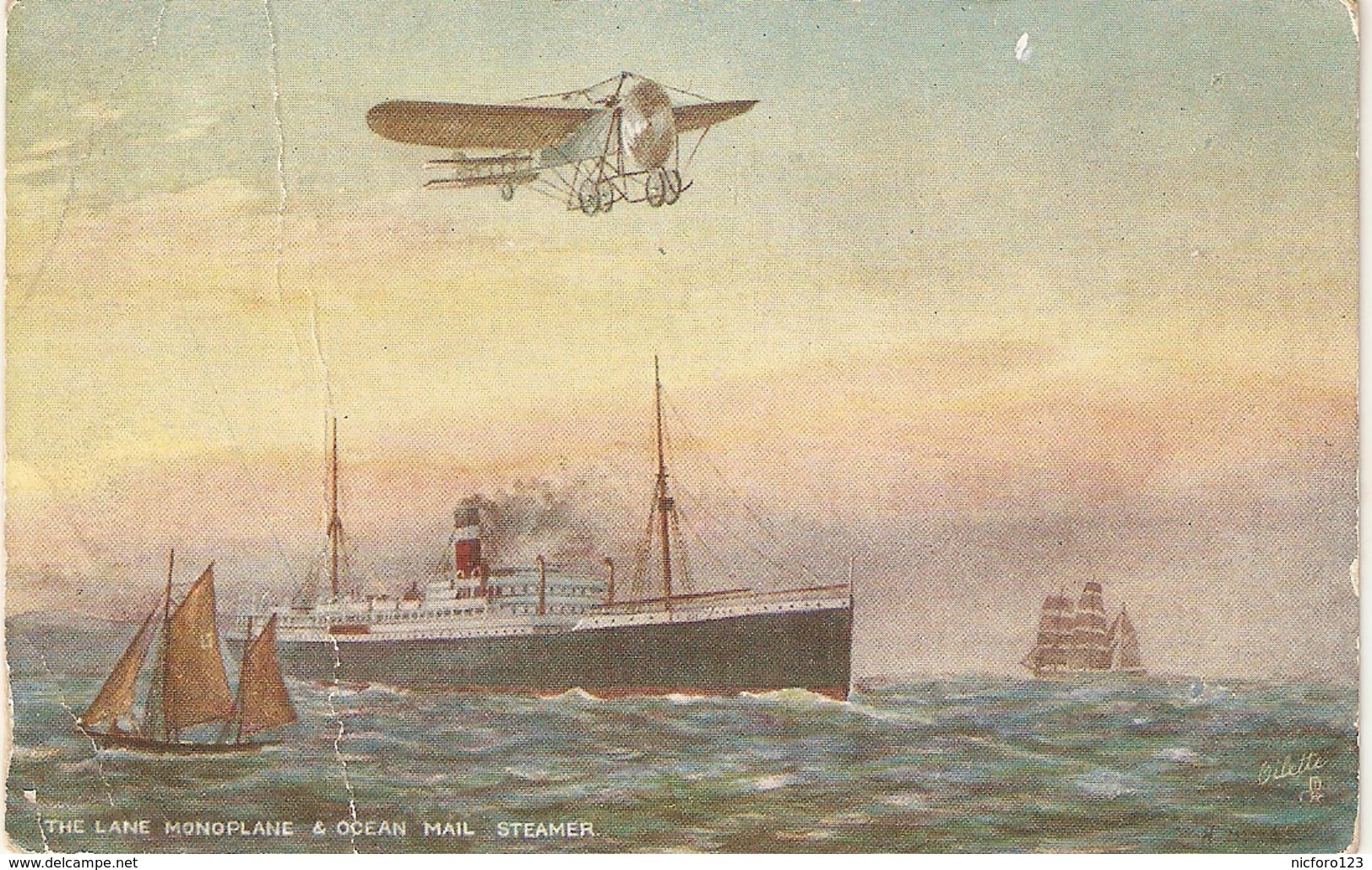 "H. Buck. Ships Of The Air. The Lane Monplane & Ocean Mail Tuck Oilette PC # 9857 - Tuck, Raphael