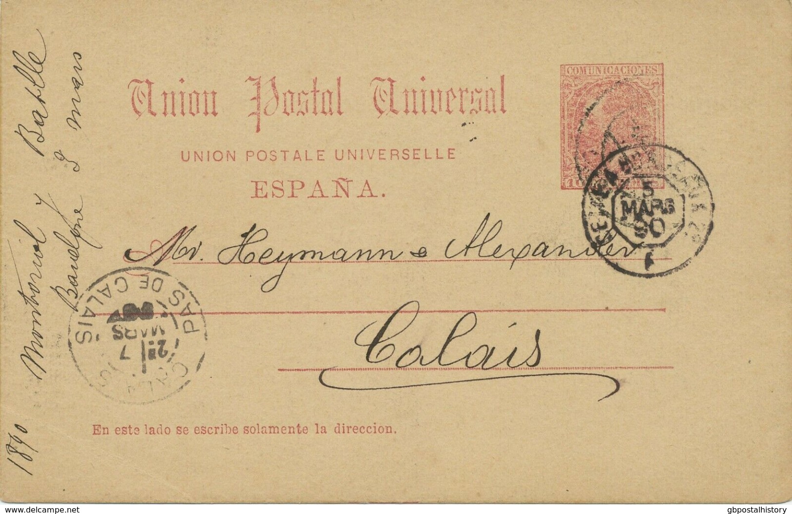 SPANIEN 1890 10 Cs. König Alfons XII. Kab.-GA M. Selt. Privater Zudruck ABART!! - Variétés & Curiosités