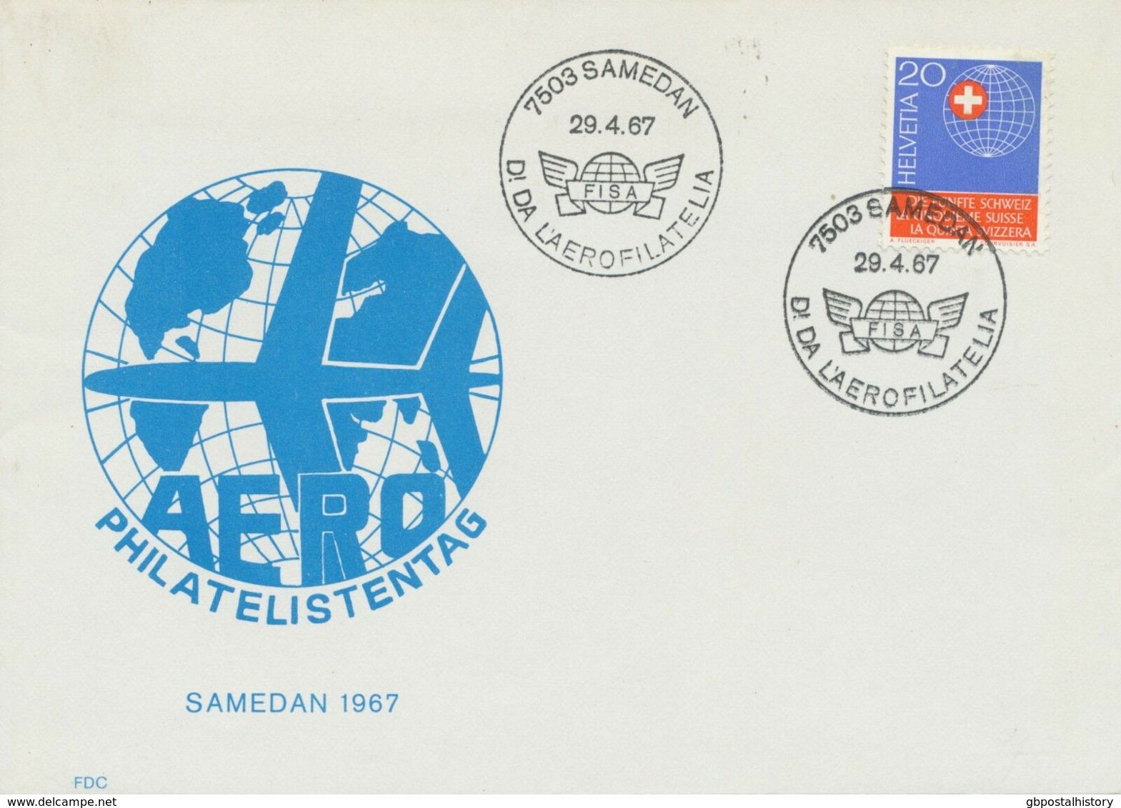 SCHWEIZ 1967, AERO-Philatelistentag SST „7503 SAMEDAN“ - Other & Unclassified