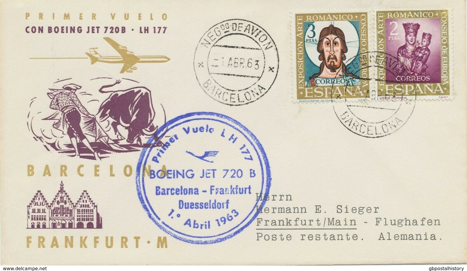 SPANIEN 3 Erstflüge M Dt.Lufthansa 1963 Von BARCELONA U 1963/76 Von MADRID N BRD - Covers & Documents