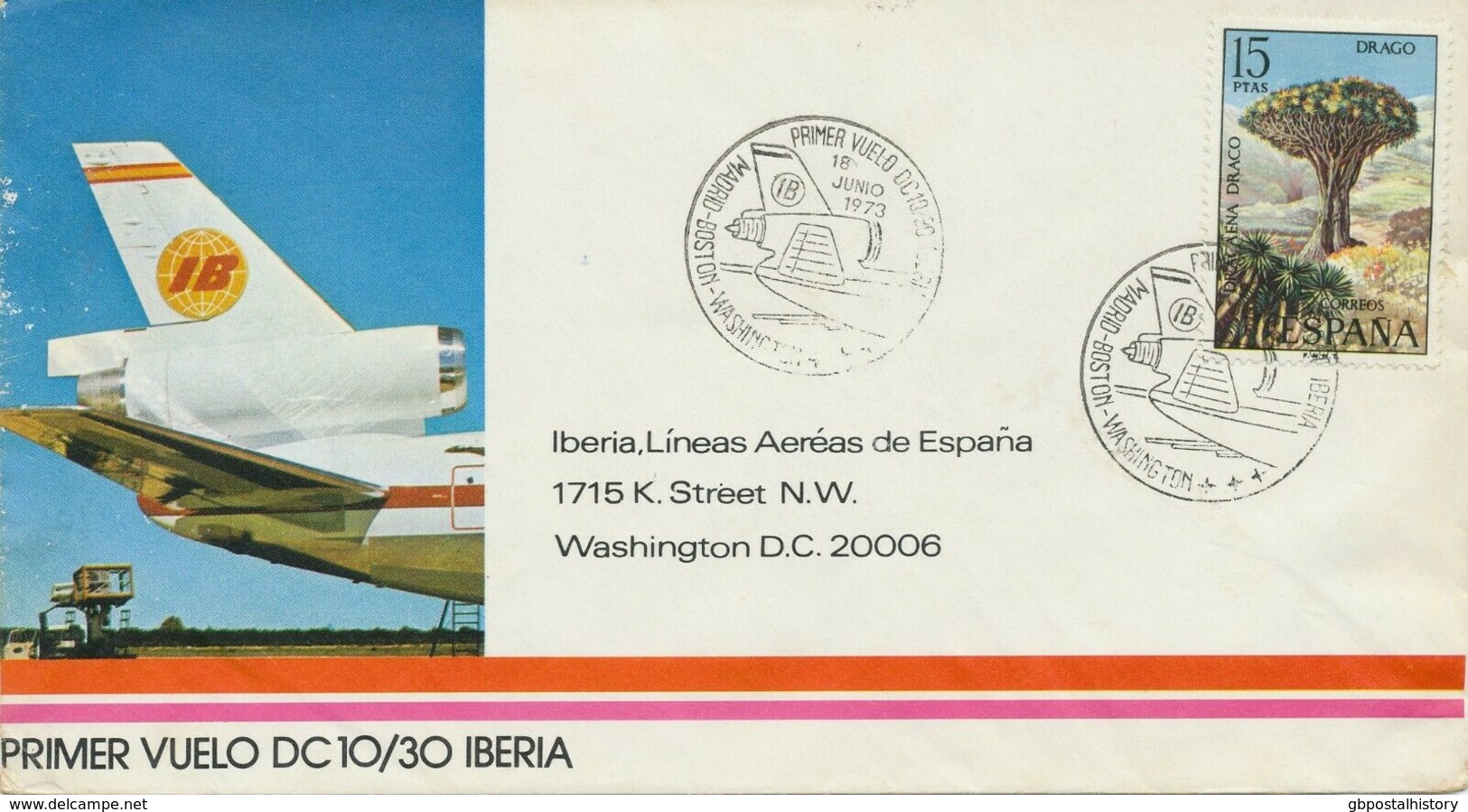 SPANIEN 1967 Erstflug M DC-9 Der IBERIA Air Lines MALAGA-GENÈVE +1973 MADRID-USA - Storia Postale