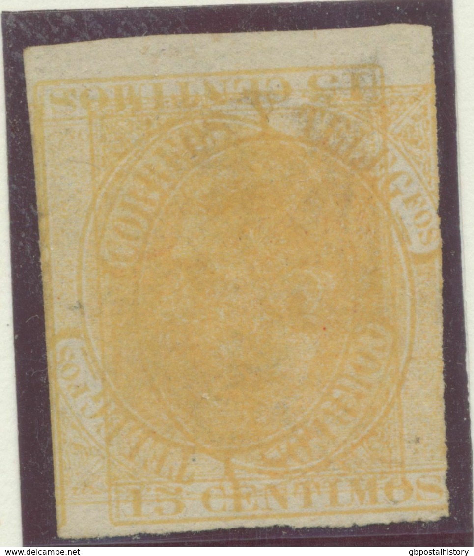 SPAIN 1882 King Alfons XII 15 C Yellow Orange Unused MAJOR VARIETY DOUBLE PRINT - Variétés & Curiosités