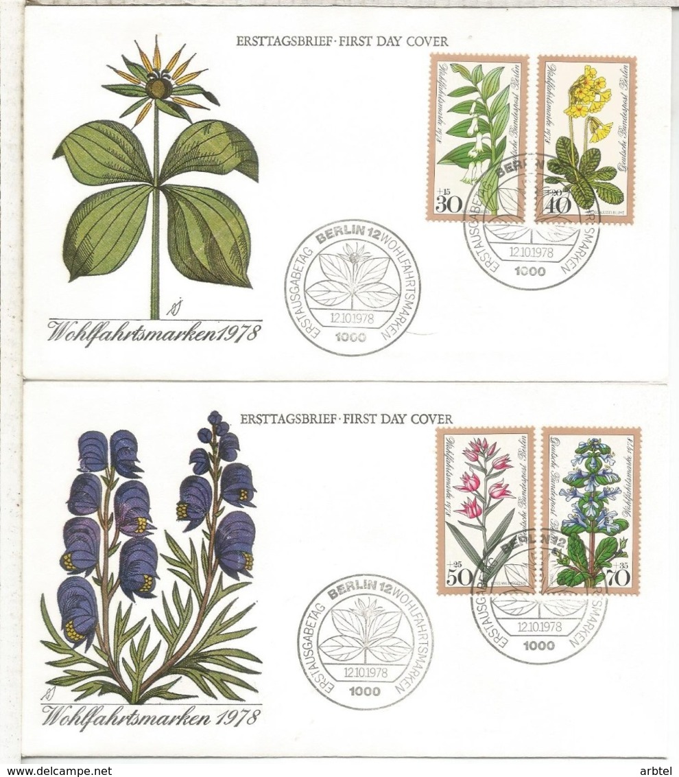 ALEMANIA FDC BERLIN 1978 FLORES FLOWER - Otros & Sin Clasificación