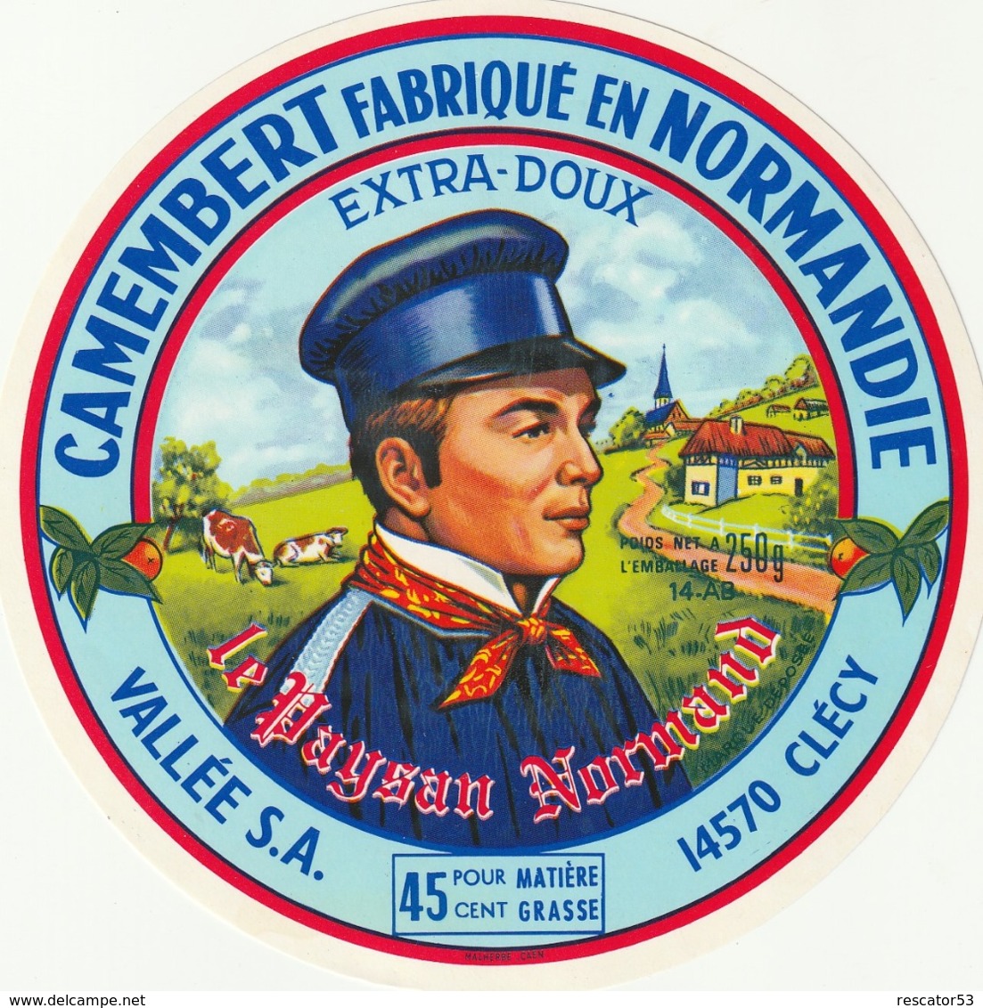 Rare étiquette De Fromage  Camembert Le Paysan Normand - Fromage