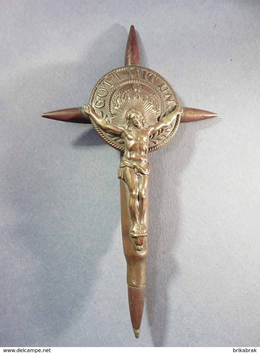 ~ CRUCIFIX GOTT MIT UNS SOUVENIR DE TRANCHEE - Guerre Arme Militaria Catholique