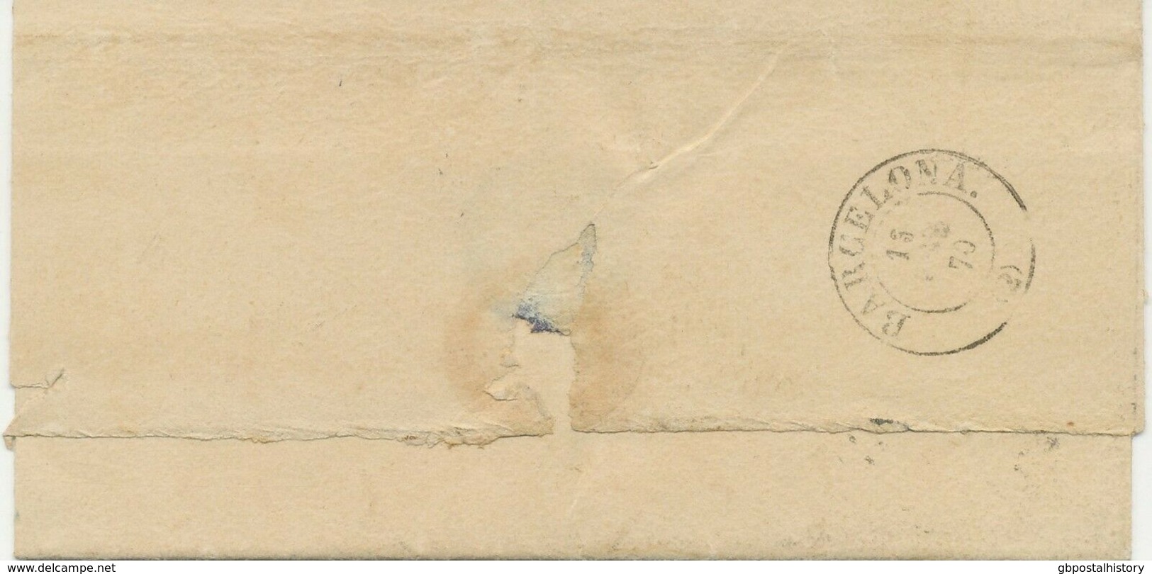 SPANIEN 1870 Hispania M. Mauerkrone 50 M Ultramarin EF A. Pra.-Damenbriefchen - Covers & Documents