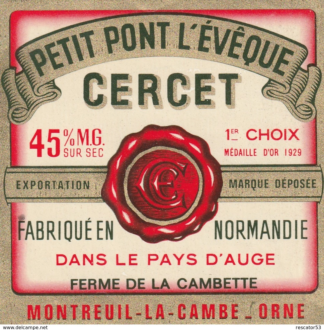 Rare étiquette De Fromage Petit   Pont L'évêque Cercet - Fromage