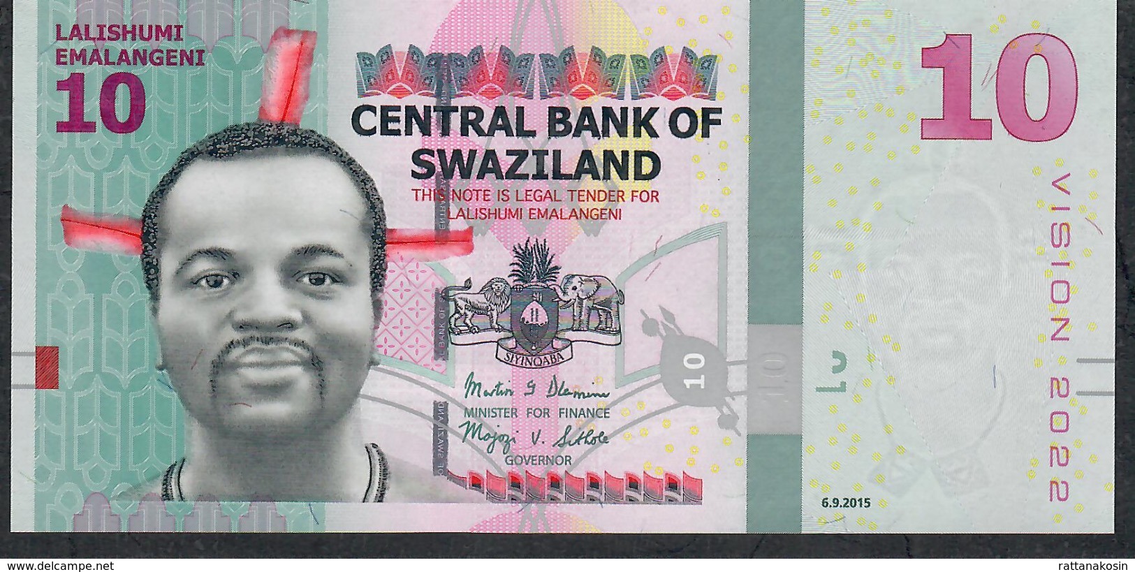 SWAZILAND P41a 10 EMALANGENI 2015 #AC UNC. - Swaziland