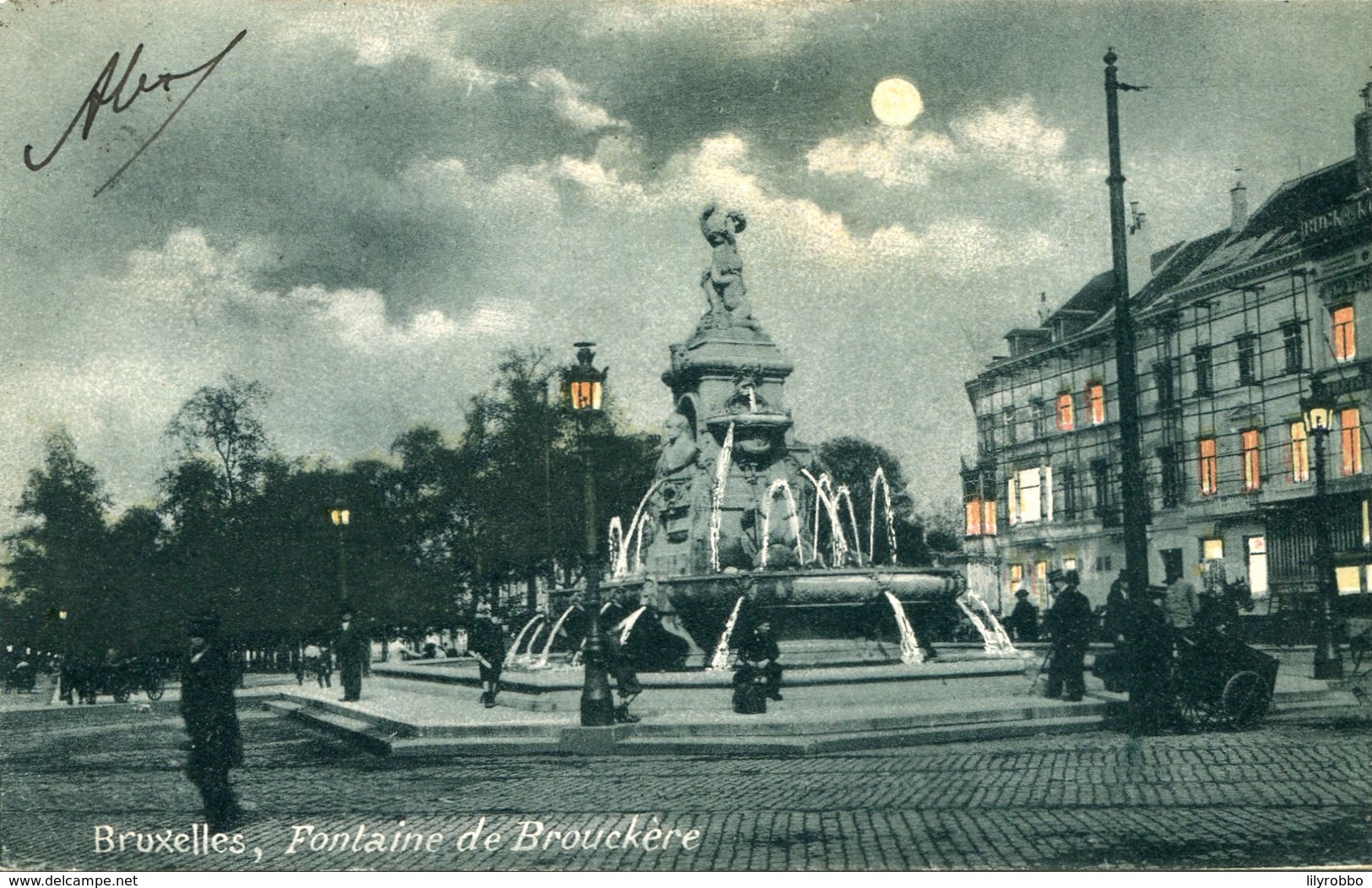 BELGIUM - Bruxelles Foutaine De Brouckere - Hold To Light Type Card - Undivided Rear VG Postmark Etc 1904 - Bruxelles La Nuit