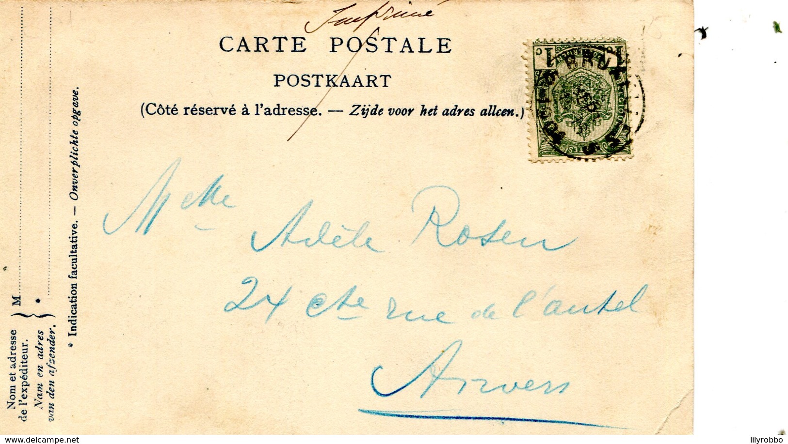 BELGIUM - Bruxelles Foutaine De Brouckere - Hold To Light Type Card - Undivided Rear VG Postmark Etc 1904 - Bruxelles La Nuit