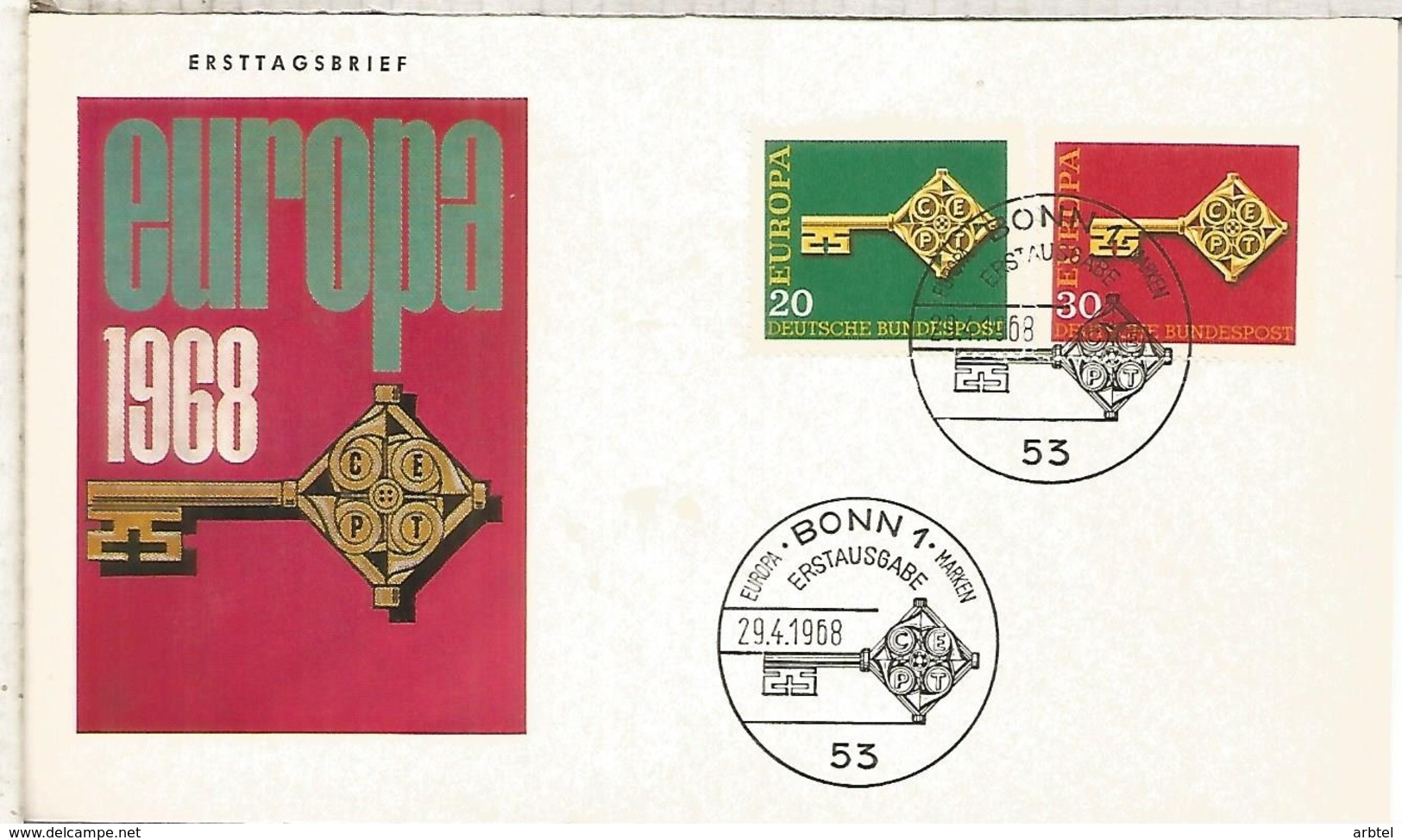 ALEMANIA FDC BONN 1968 EUROPA CEPT - 1968