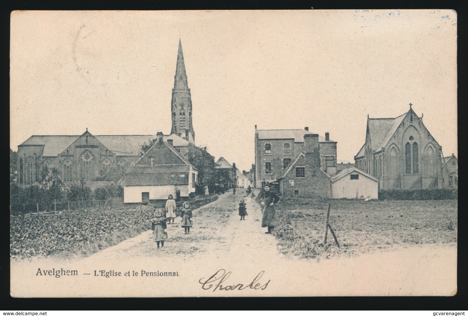 AVELGEM   ==  L'EGLISE ET LE PENSIONNAT - Avelgem