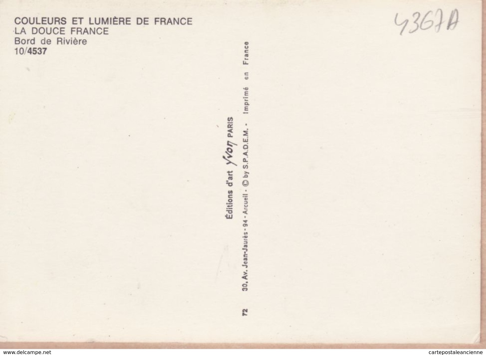 X24182 Dordogne DOUCE FRANCE BORD RIVIERE Barque Série COULEURS LUMIERE FRANCE 1970s - YVON N°72 - Autres & Non Classés