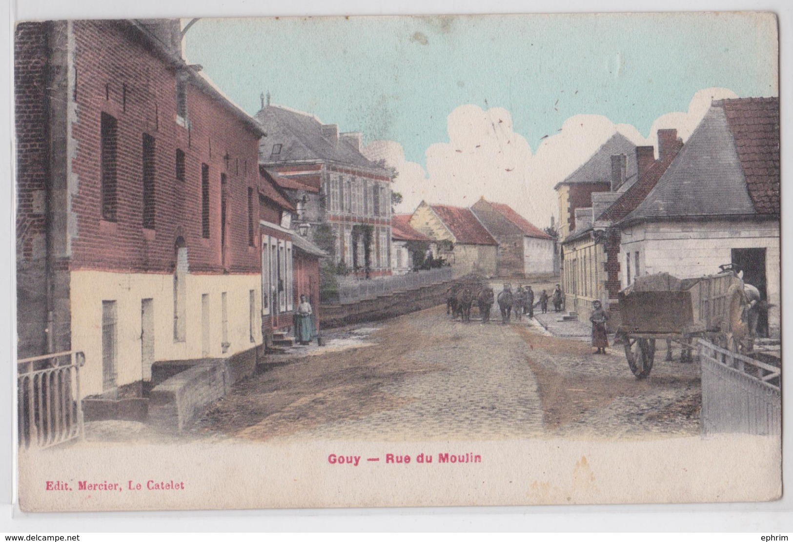 GOUY (Aisne) - Rue Du Moulin - Cpa Colorisée - Autres & Non Classés