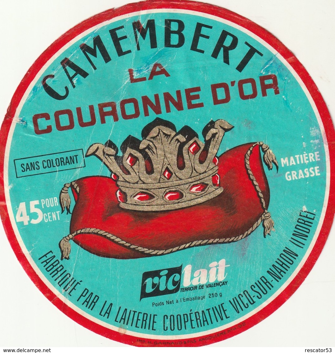 Rare étiquette De Fromage Camembert La Couronne D'or - Fromage