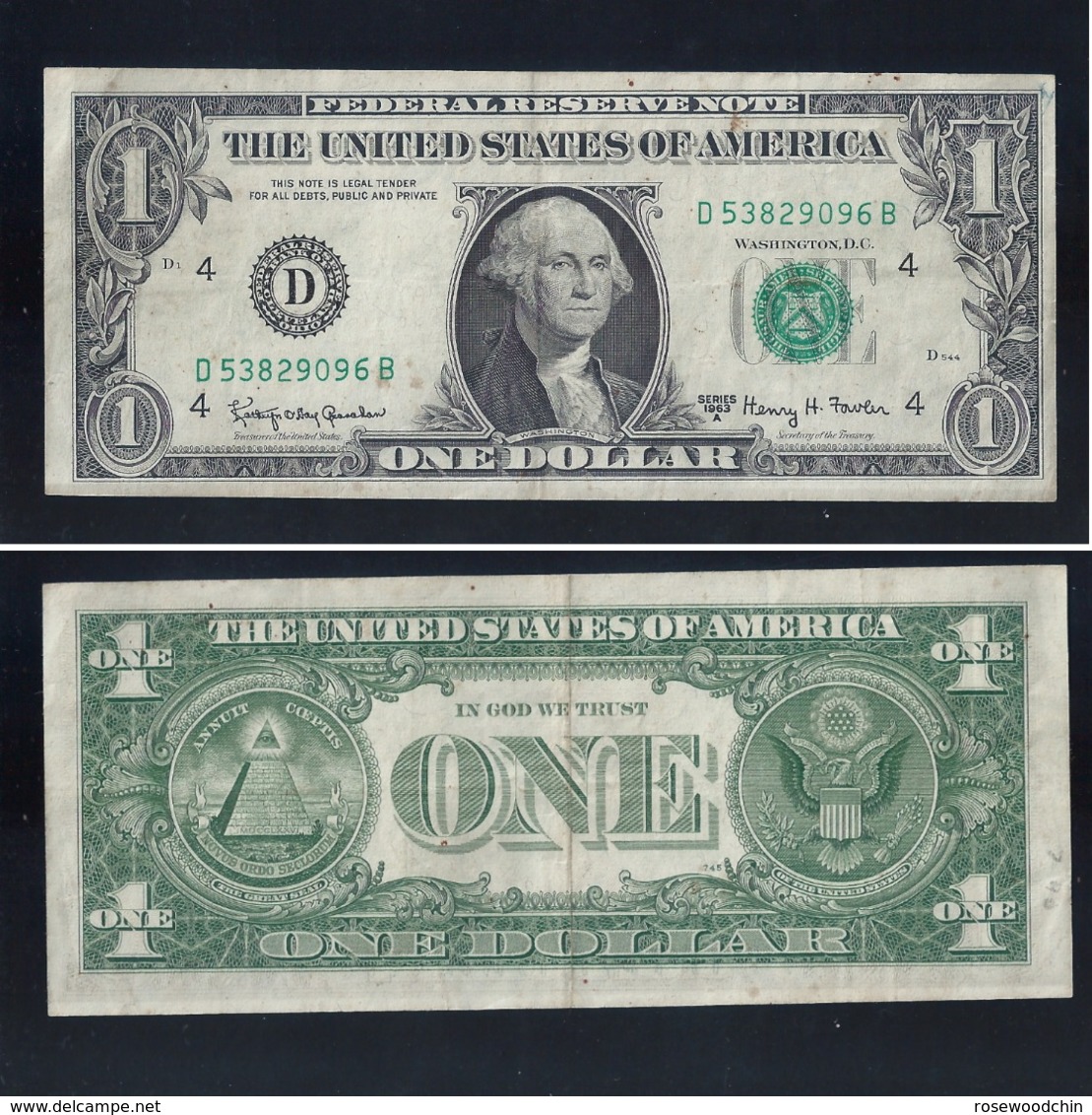 Other & unclassified - 1963 USA The United States of America GEORGE  WASHINGTON ONE DOLLAR $ 1 Banknote Currency (#151) Fine