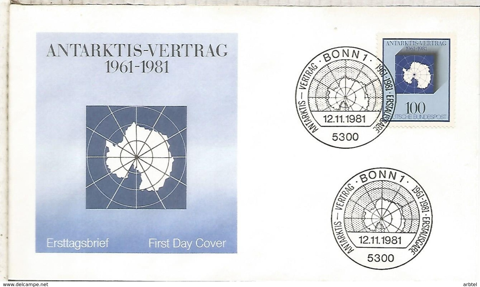 ALEMANIA FDC BONN 1981 ANTARTIDA ANTARCTIC POLO SUR - Trattato Antartico