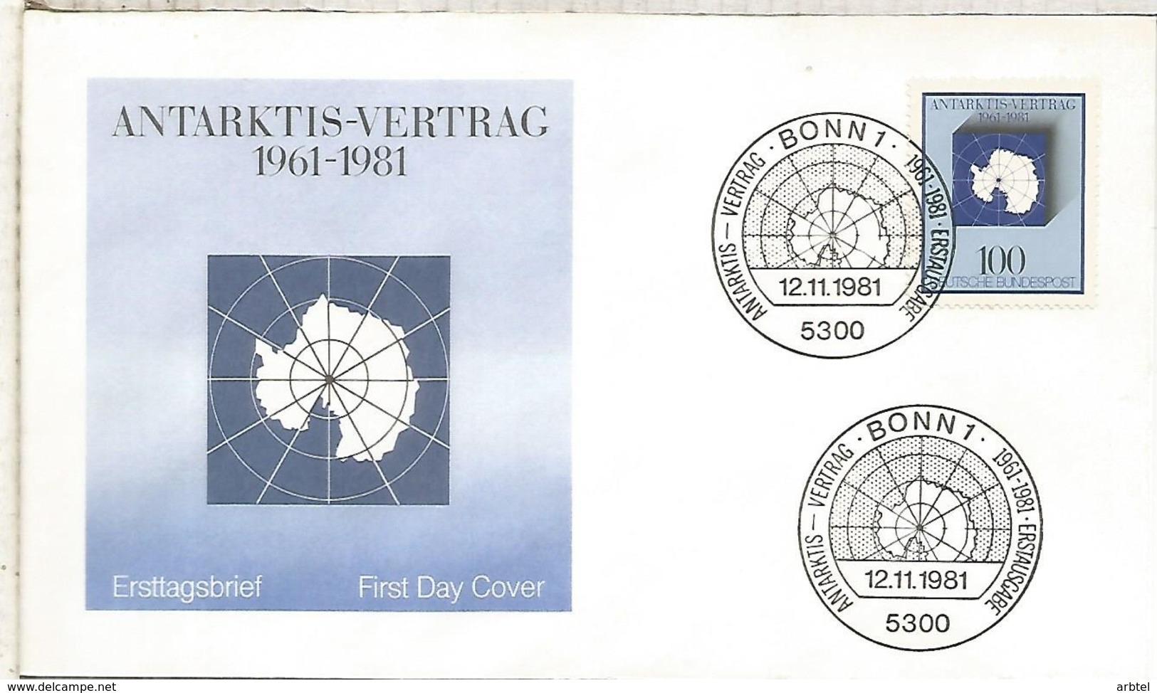 ALEMANIA FDC BONN 1981 ANTARTIDA ANTARCTIC POLO SUR - Tratado Antártico