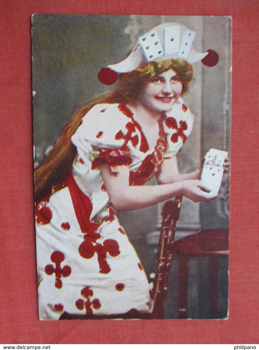 Sincere Wishes  Female With Playing Card       Ref 3632 - Playing Cards