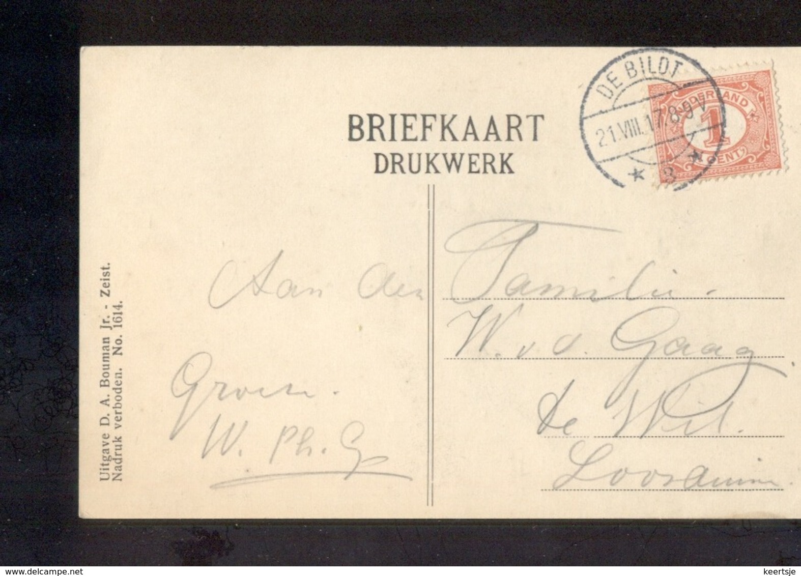 De Bildt 3 - Langebalk - 1917 - Poststempels/ Marcofilie