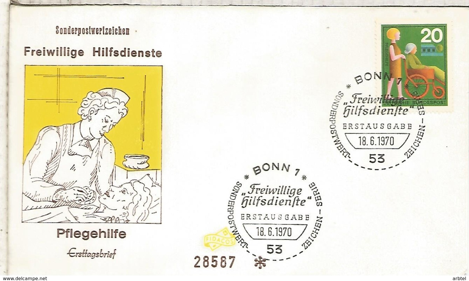 ALEMANIA FDC BONN 1970 MINUSVALIA MINUSVÁIDO HANDICAPED - Handicap