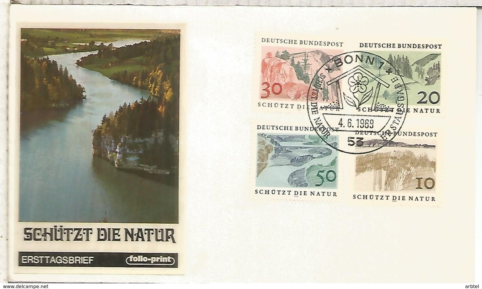 ALEMANIA FDC BONN 1969 PROTECCION NATURALEZA NATURE - Protección Del Medio Ambiente Y Del Clima