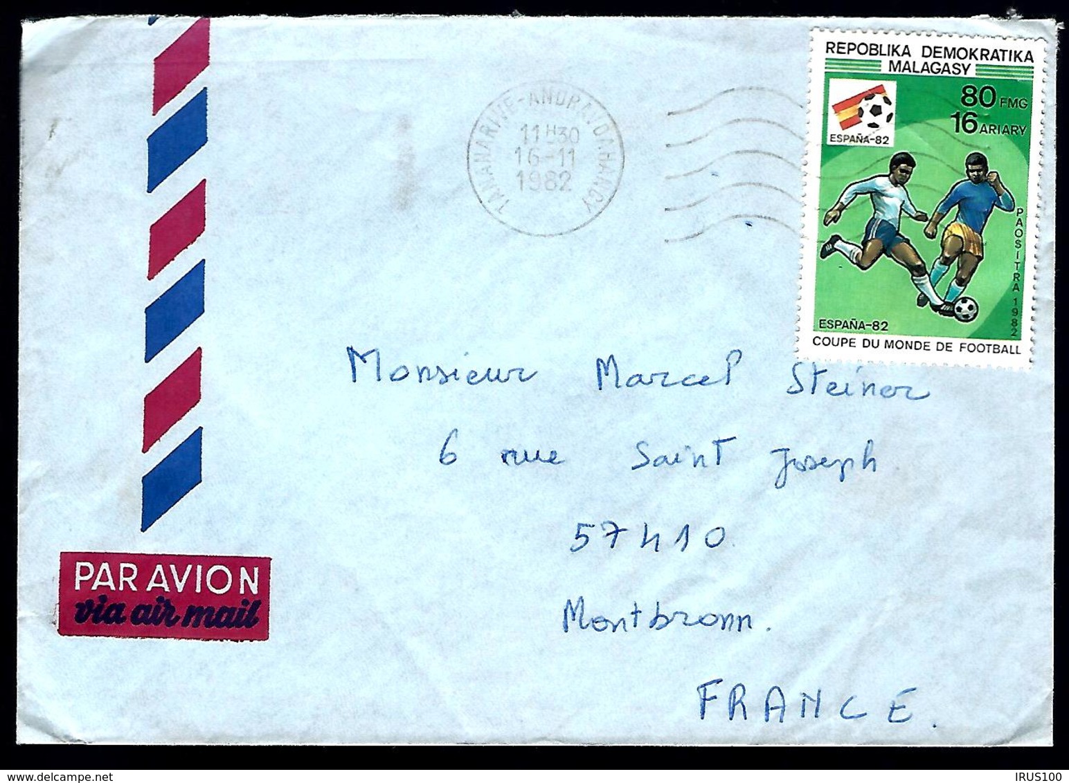 LETTRE EN PROVENANCE DE MADAGASCAR - COUPE DU MONDE DE FOOTBALL - ESPAGNE 1982 - - 1982 – Espagne