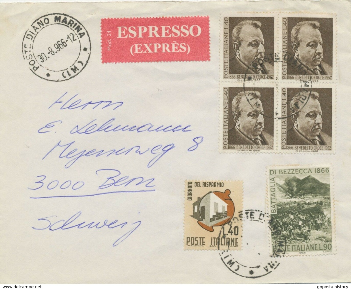 ITALY 1953/66 3 Different Very Fine ESPRESSO (express Covers) All To Switzerland - Poste Exprèsse/pneumatique