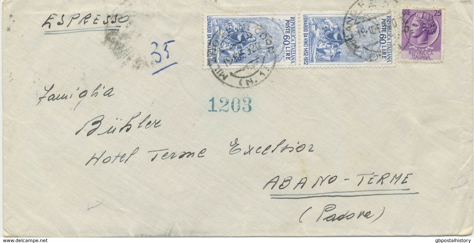 ITALY 1953/66 3 Different Very Fine ESPRESSO (express Covers) All To Switzerland - Poste Exprèsse/pneumatique