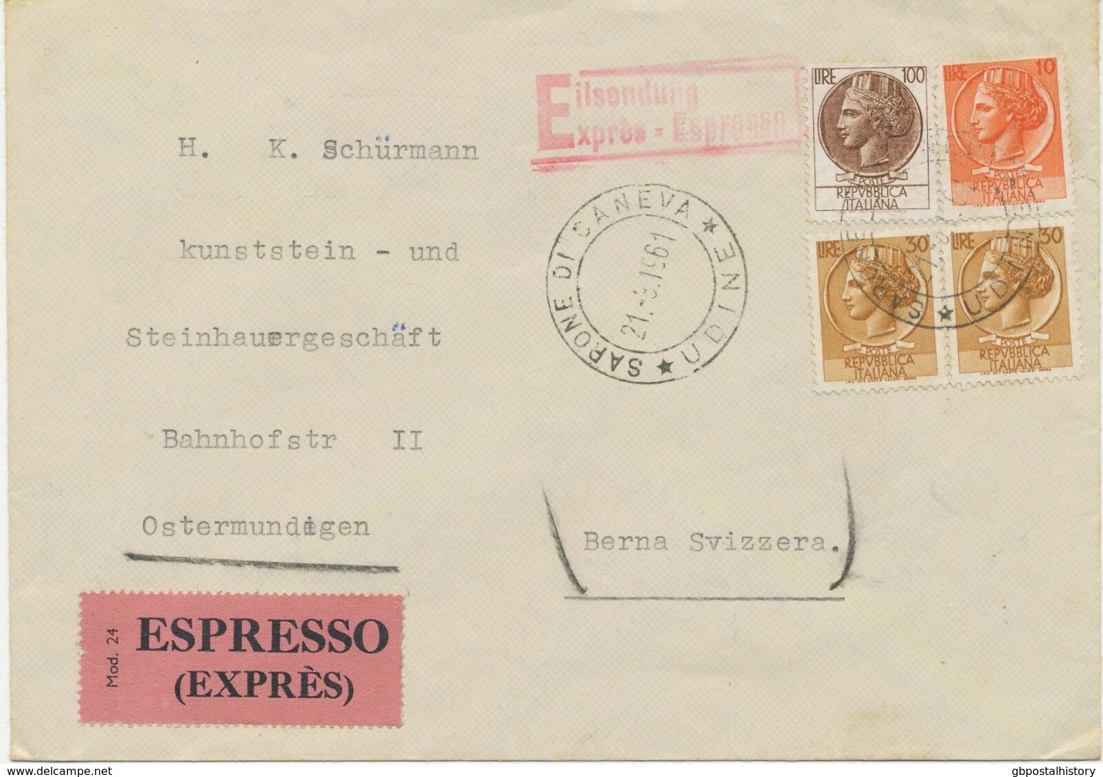 ITALY 1957/77 7 Different Superb ESPRESSO-covers (Express Covers) All Foreign - Eilpost/Rohrpost