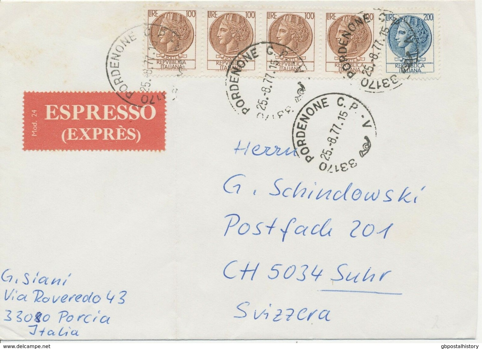 ITALY 1957/77 7 Different Superb ESPRESSO-covers (Express Covers) All Foreign - Correo Urgente/neumático