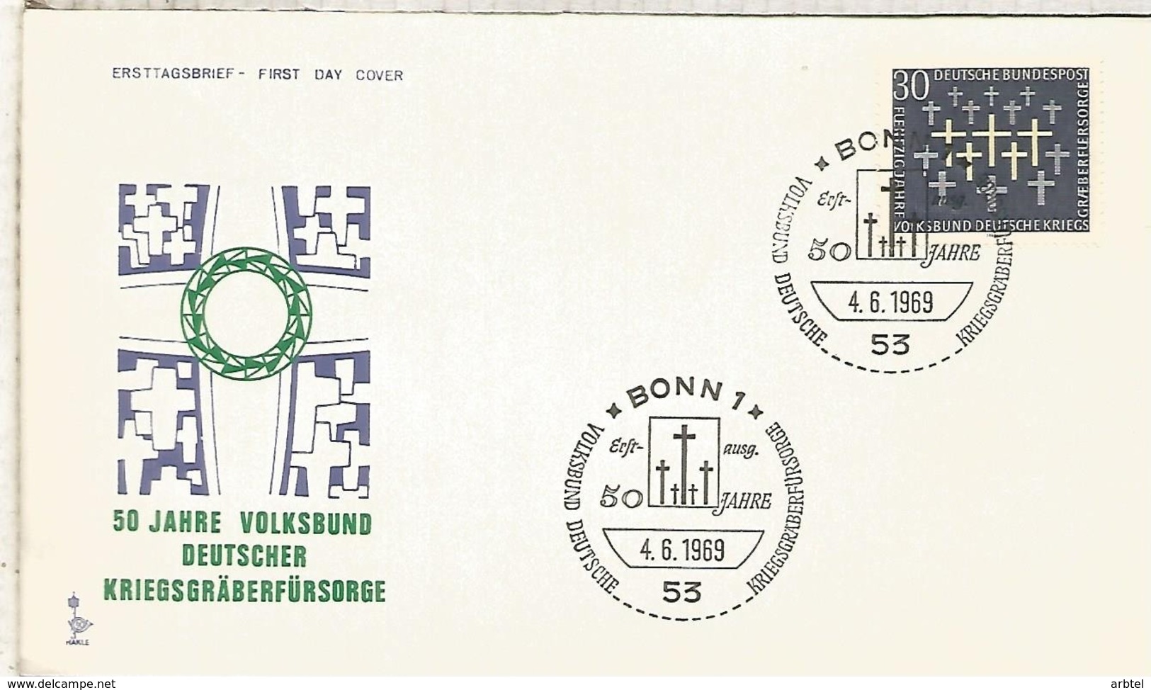 ALEMANIA FDC BONN 1969 RELIGION - Christendom