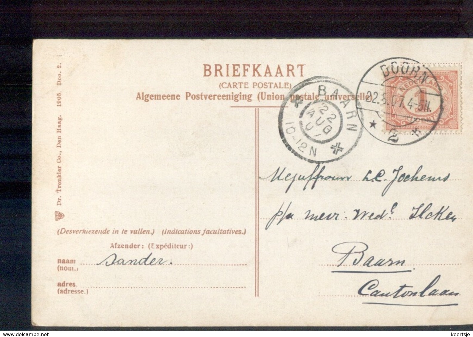 Doorn Langebalk - Baarn Grootrond - 1907 - Storia Postale