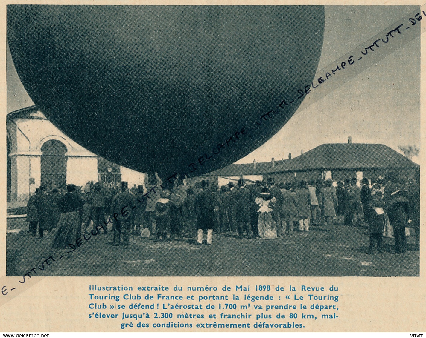 Photo (1954) : Vol D'un Aérostat De 1700 M3 (14 Avril 1898) De Aubervilliers à Longpont, 80 Km De Distance Parcourue - Collections