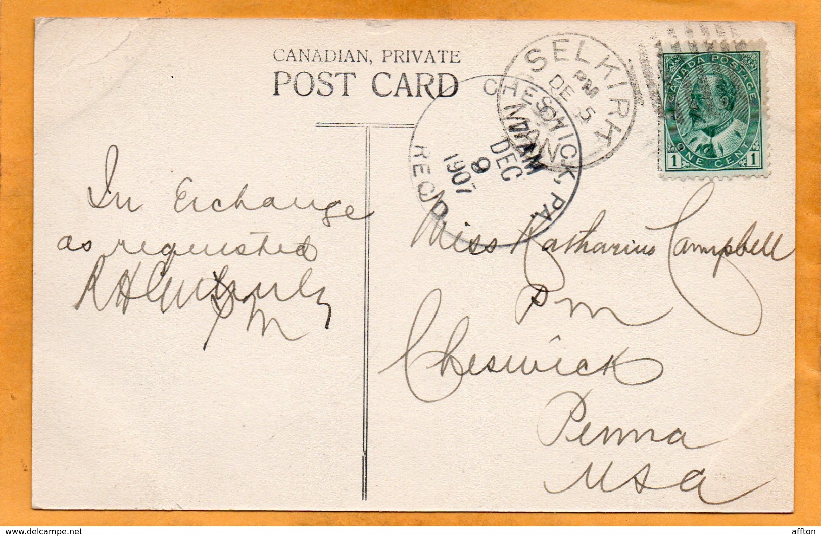 Selkirk Canada 1907 Postcard - Otros & Sin Clasificación