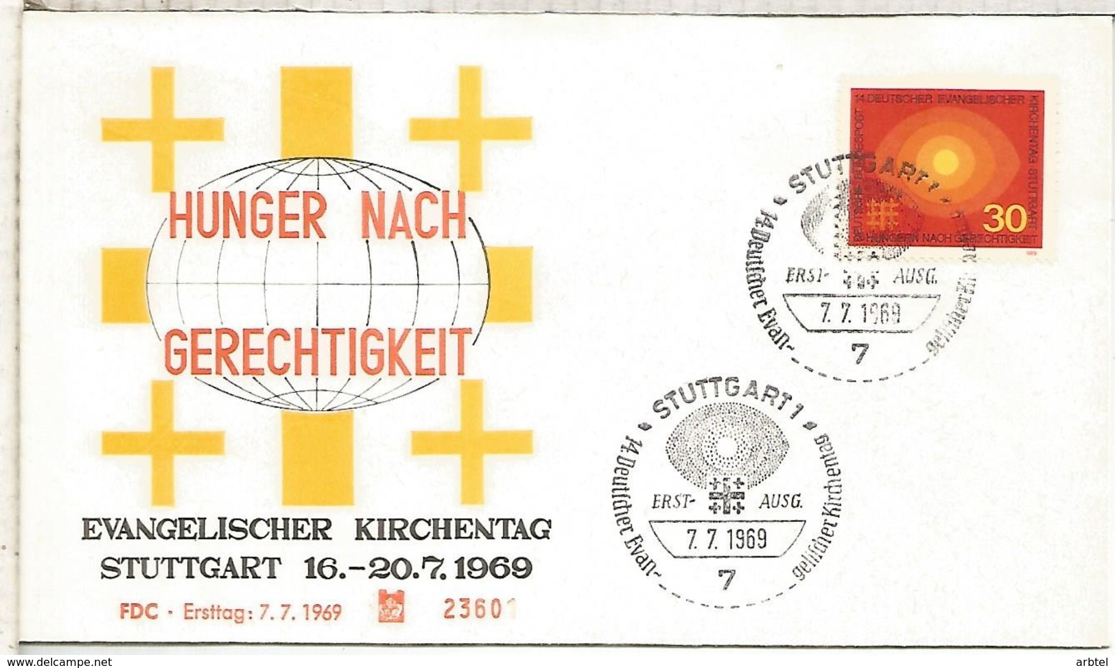 ALEMANIA FDC STUTTGART 1969 RELIGION - Cristianismo