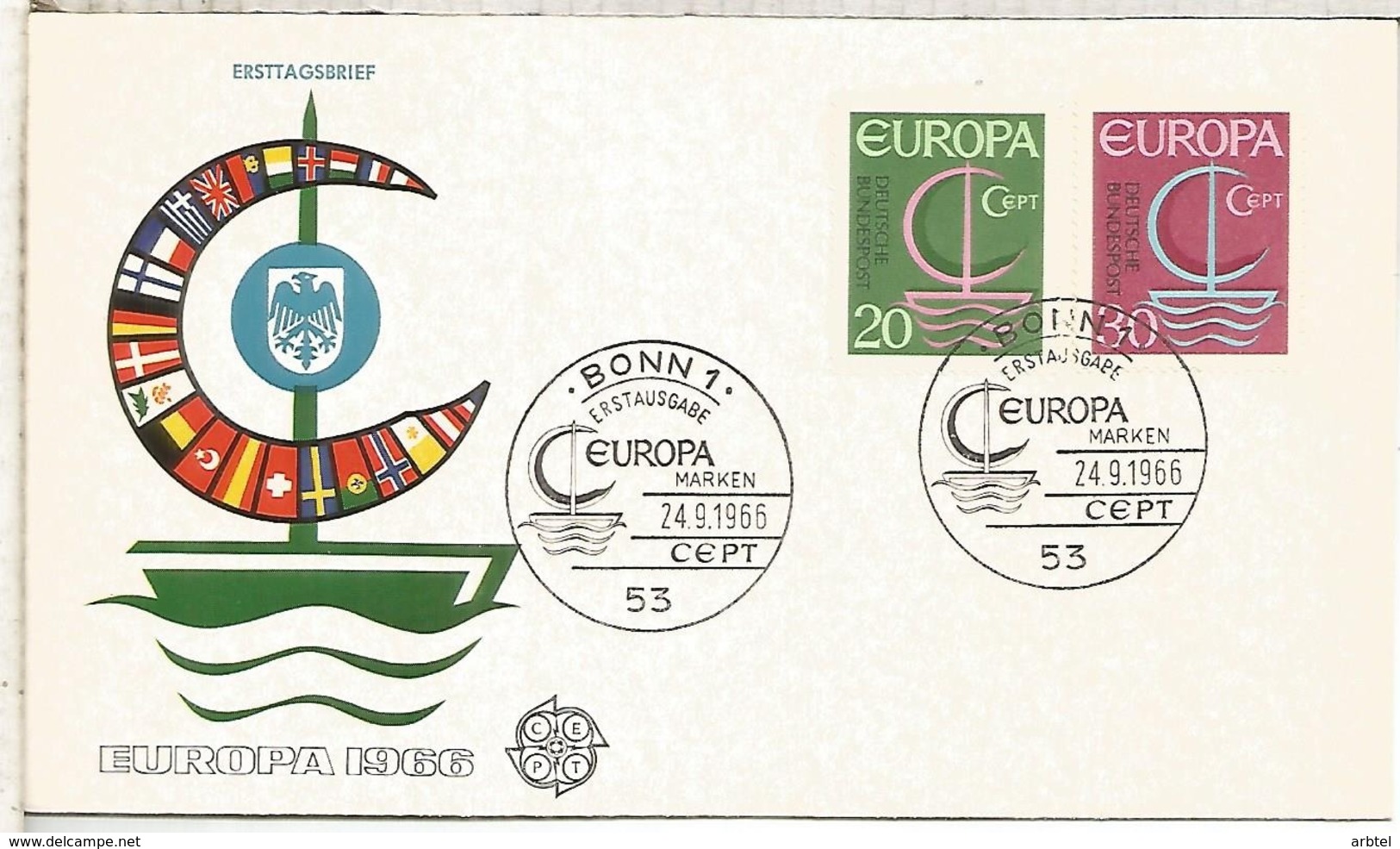 ALEMANIA FDC BONN 1966 EUROPA CEPT - 1966