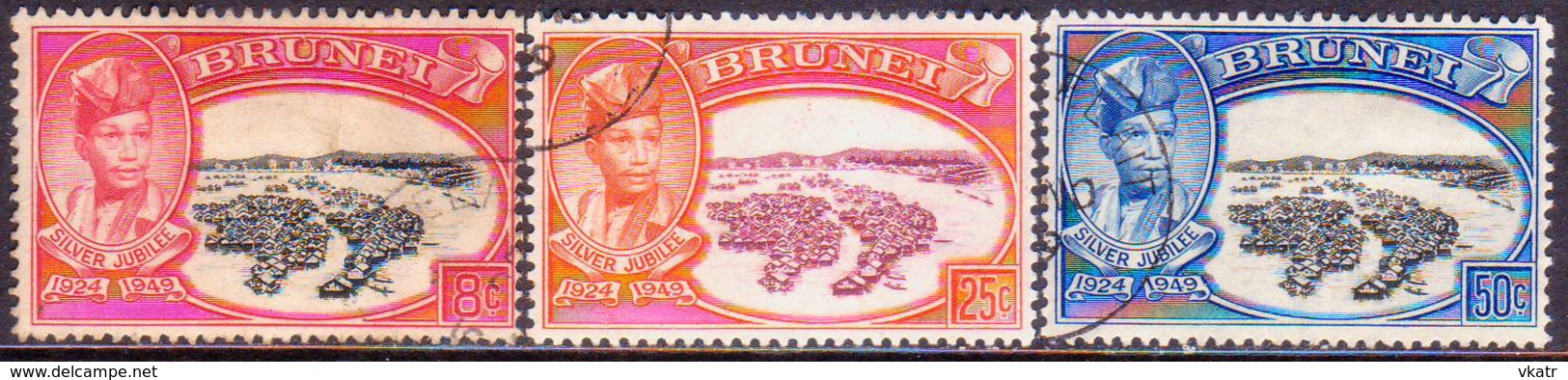 BRUNEI 1949 SG 93-95 Compl.set Used Silver Jubilee - Brunei (...-1984)