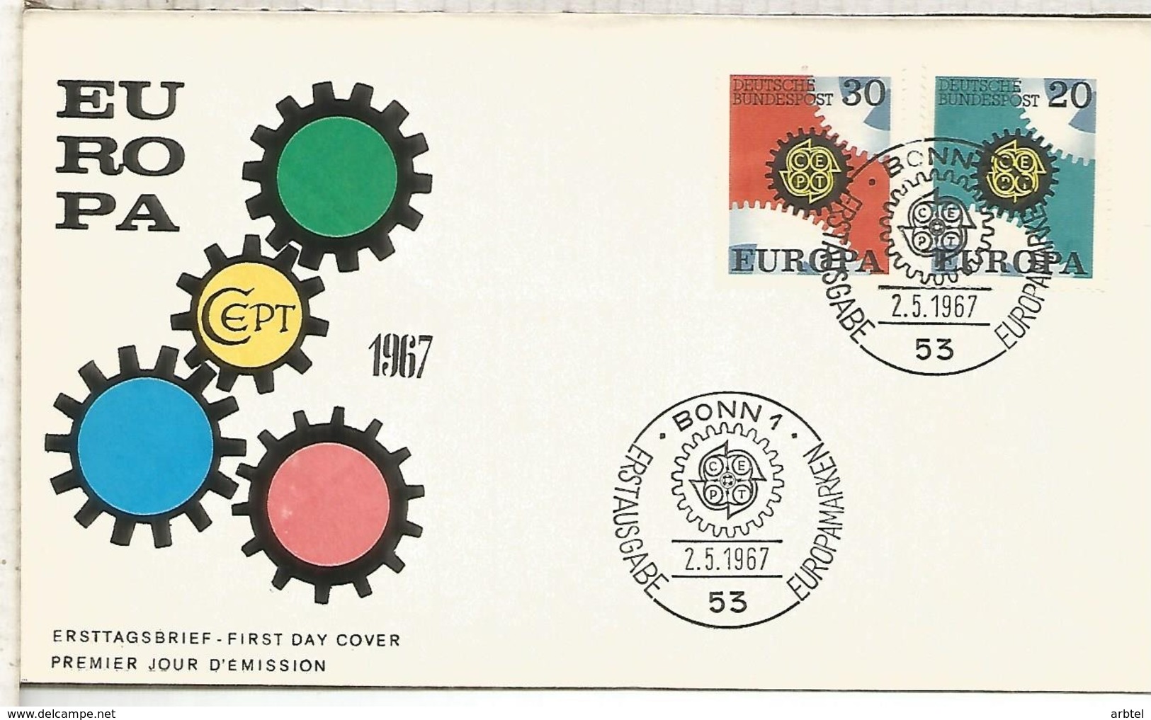 ALEMANIA FDC BONN 1967 EUROPA CEPT - 1967