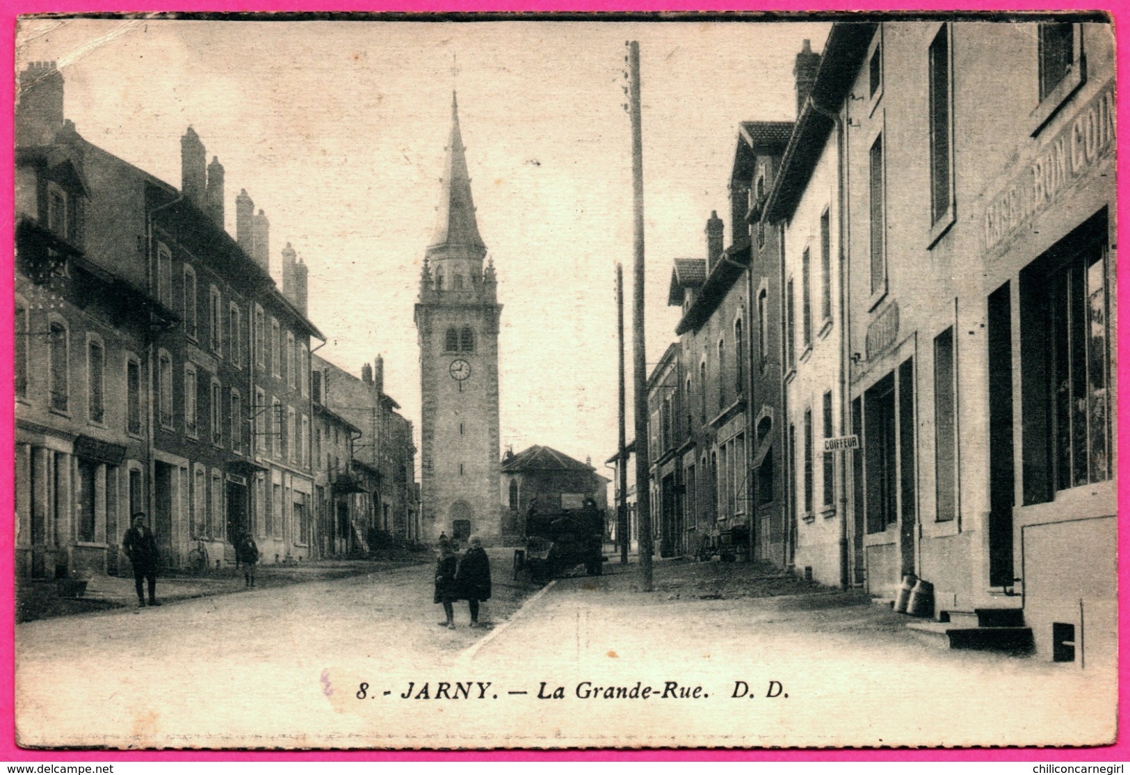 Jarny - La Grande Rue - Eglise - Café Du " BON COIN " - Animée - Edit. D.D. - Jarny