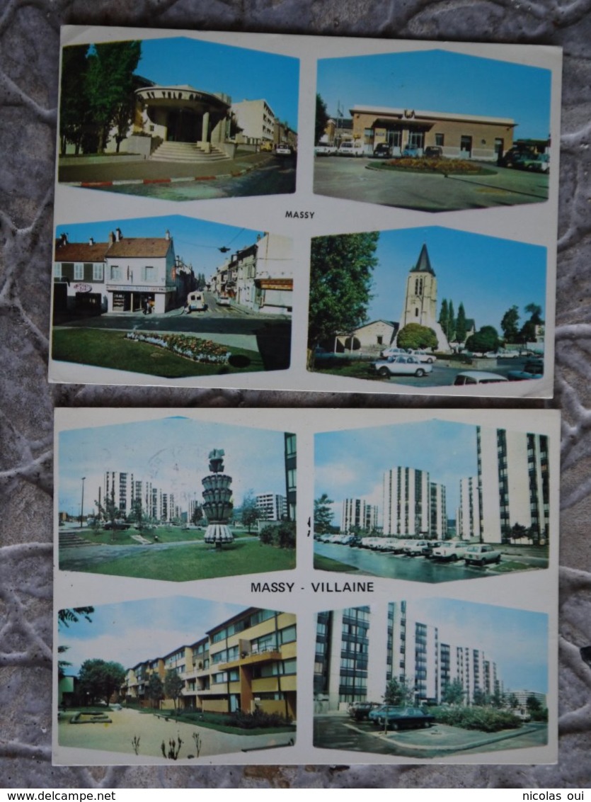 MASSY  VILLAINE MUTI VUES MULTIVUES LOT 2 CARTES - Massy