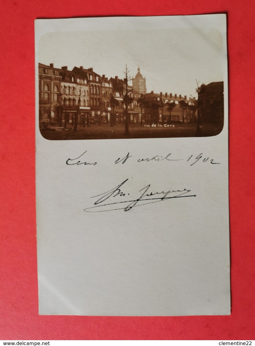 LENS *  Carte Photo  *  Rue De La Gare De 1902 - Lens