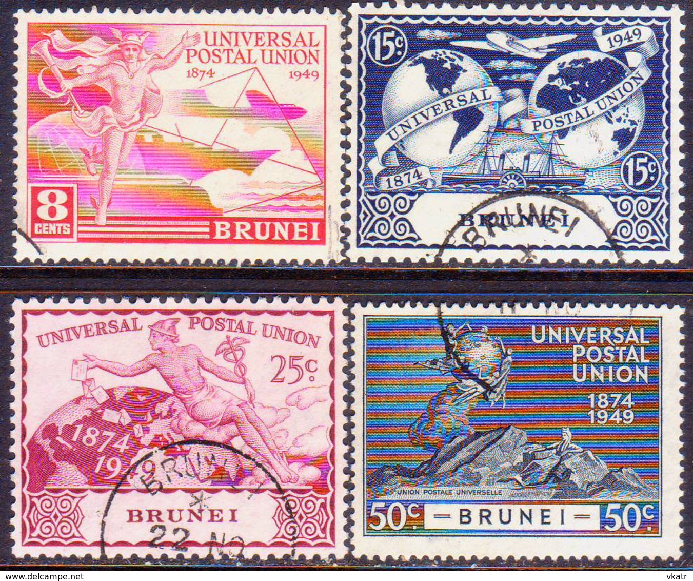 BRUNEI 1949 SG 96-99 Compl.set Used UPU - Brunei (...-1984)