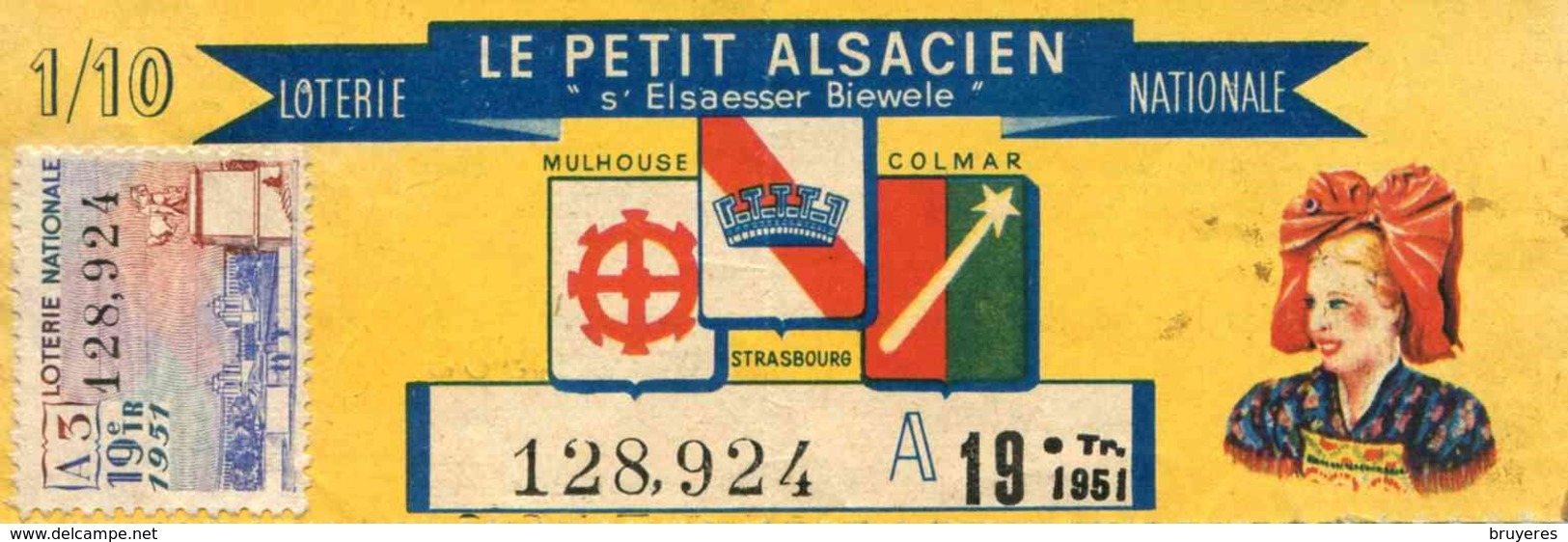 BILLET DE LOTERIE De 1951 "LE PETIT ALSACIEN" - Billets De Loterie