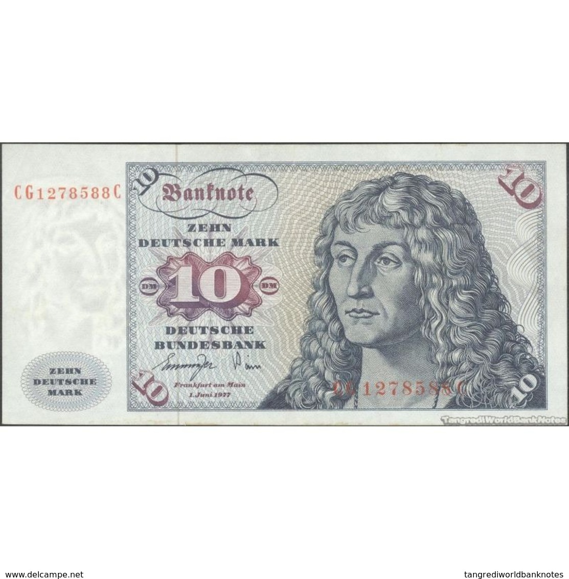 TWN - GERMANY, FEDERAL REPUBLIC 31b - 10 Deutsche Mark﻿ 1.6.1977 CG 1278588 C VF - 10 Deutsche Mark