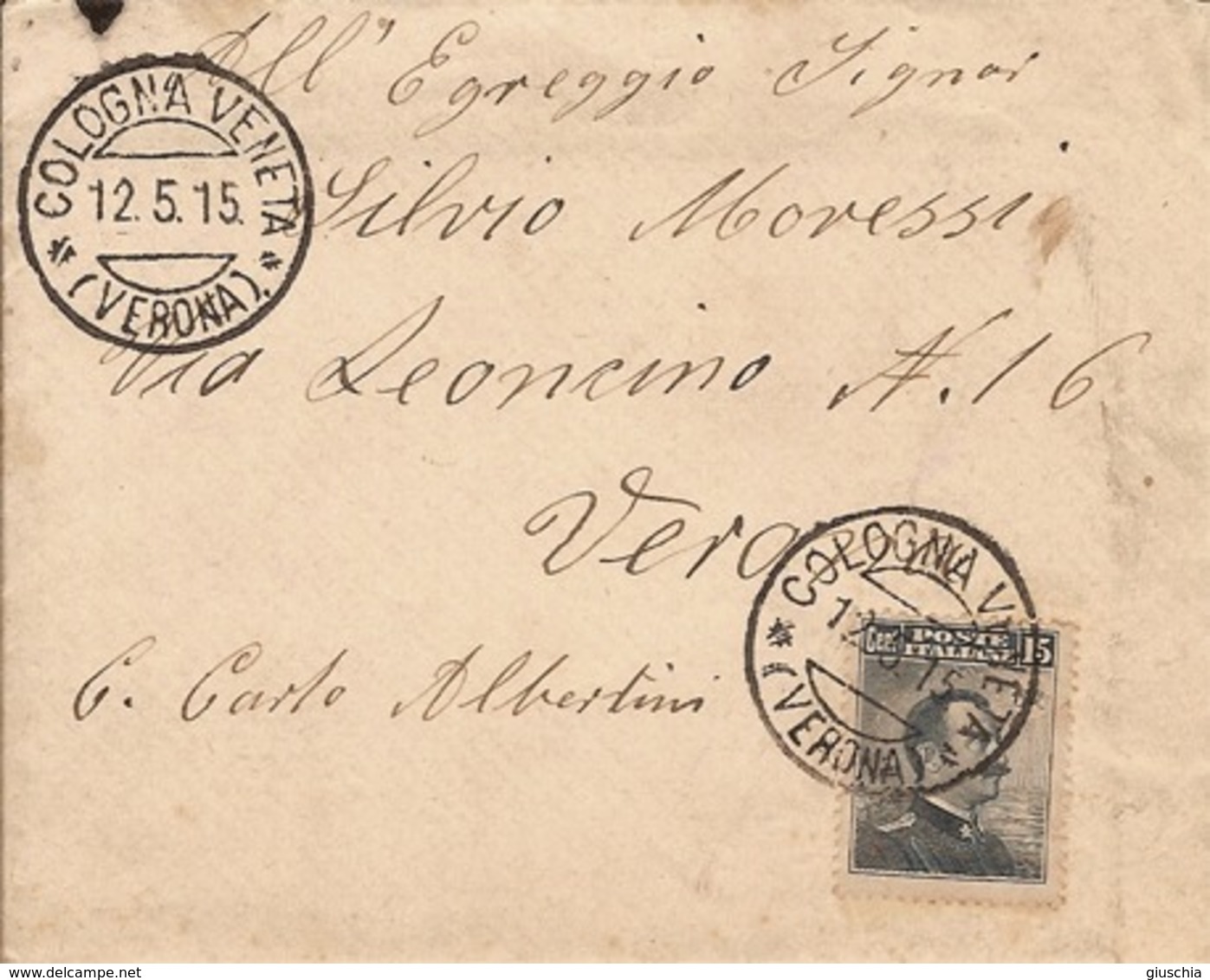 (St.Post.).Cologna Veneta.1915.Annulli Su Busta Con Lettera (30-19) - Poststempel