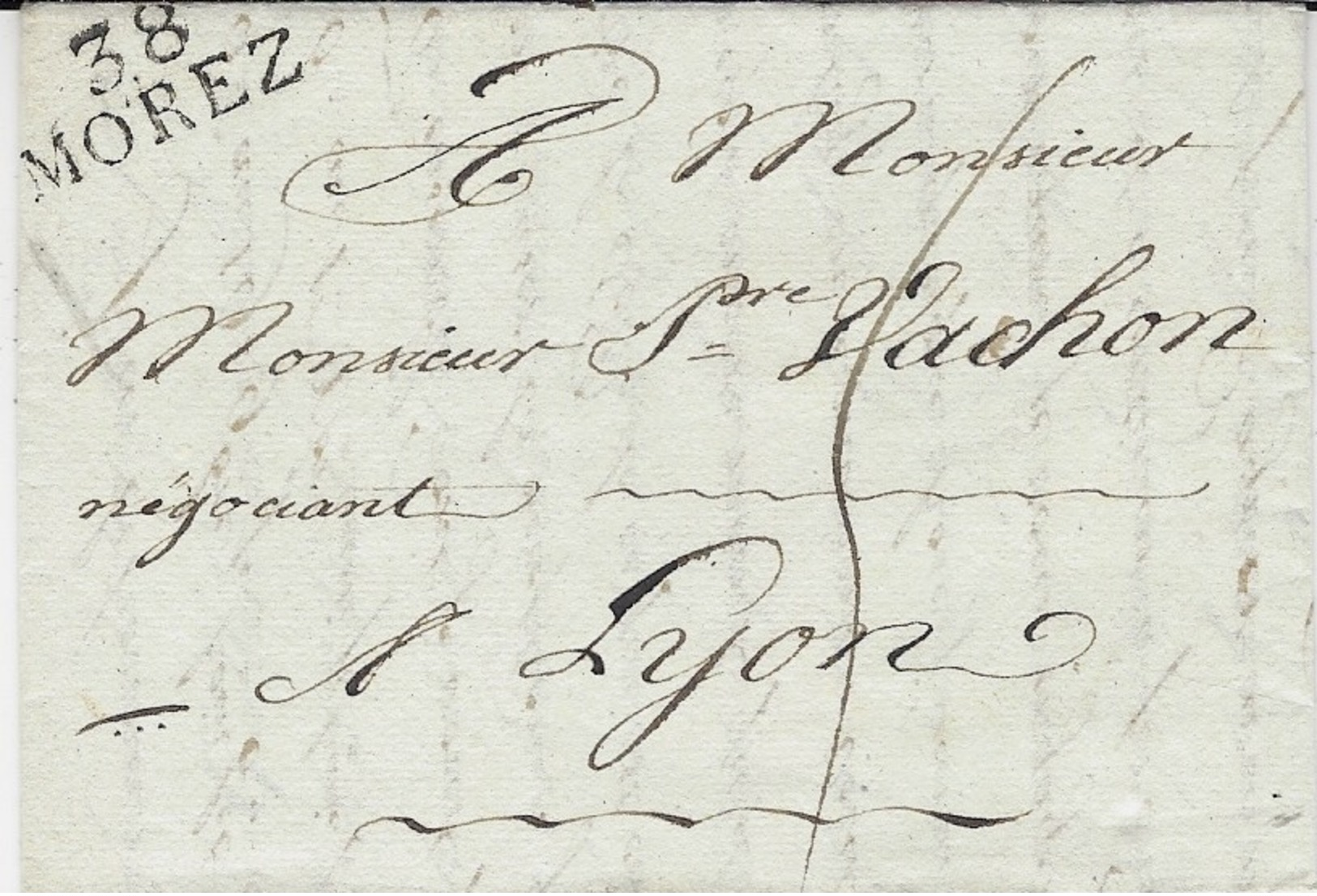 1818- Lettre De 38 / MOREZ ( Jura )  24 X 10 Mm  Noir Taxe 5 D Pour Lyon - 1801-1848: Précurseurs XIX