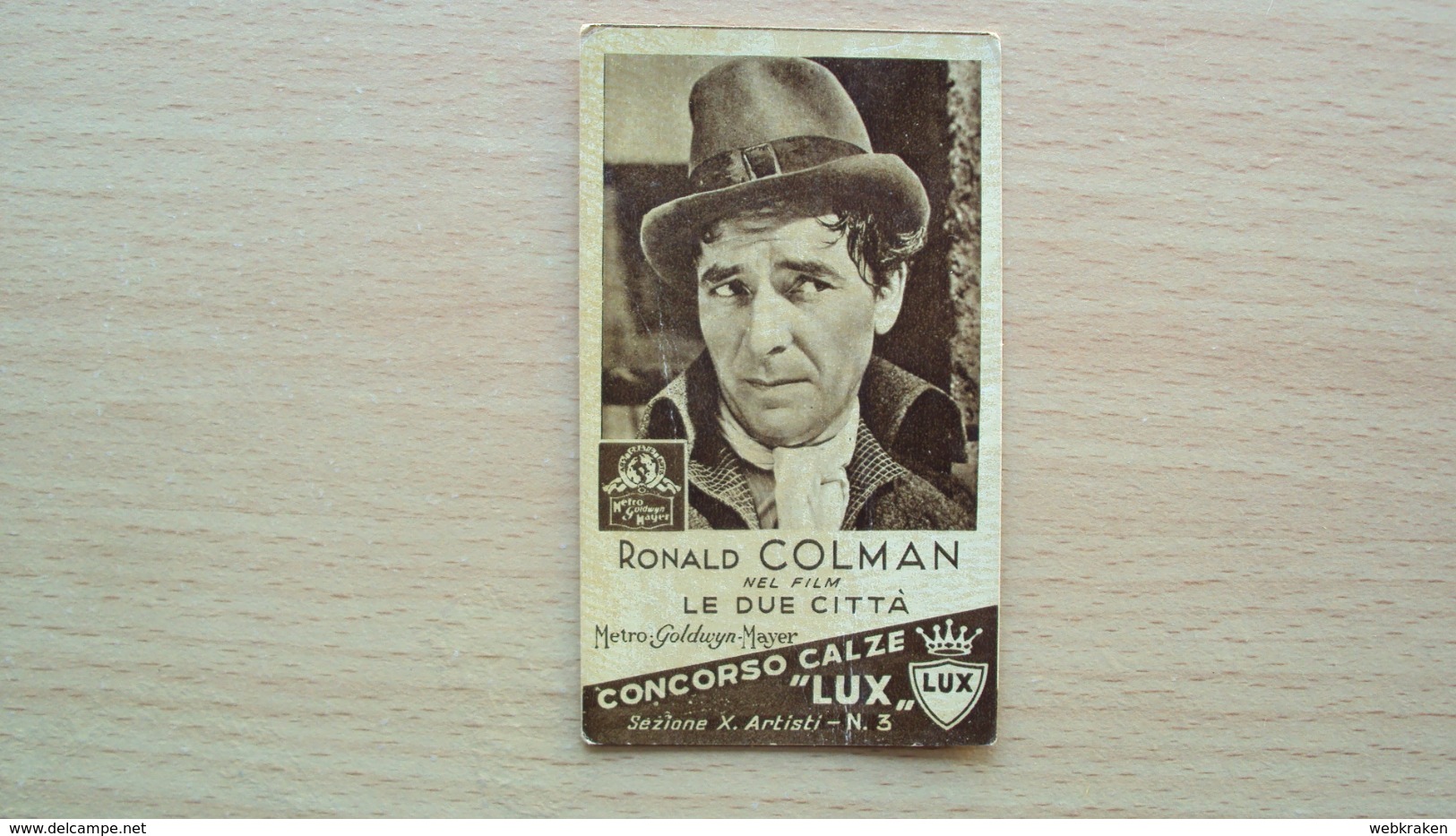 FIGURINA PER ALBUM ATTORI ARTISTI CINEMA STAR RONALD COLMAN CONCORSO CALZE LUX FIGURINA NR. 3 (SC1) - Altri & Non Classificati